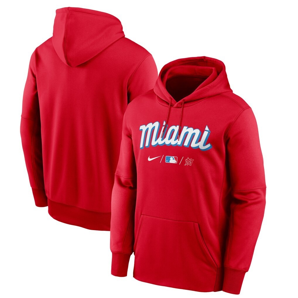 Nike Therma City Connect Pregame MLB Miami Marlins Men’s Pullover Hoodie Size L
