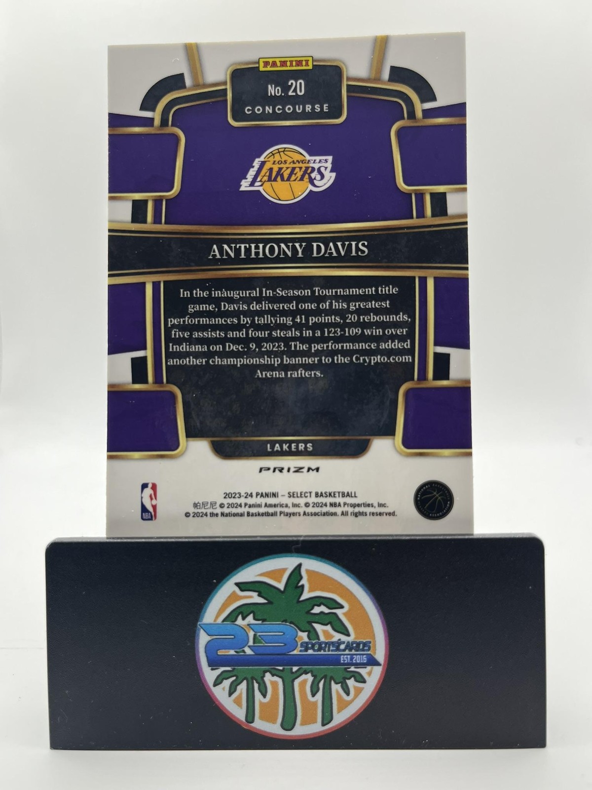 2023-24 Panini Select #20 Anthony Davis Orange Flash Prizm PARALLEL LAKERS