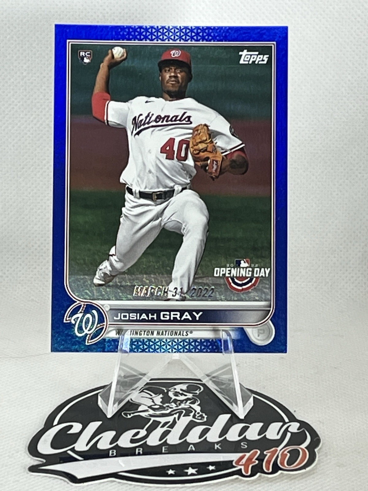 JOSIAH GRAY TOPPS OPENING DAY ROOKIE BLUE FOIL PARALLEL CARDINALS RC #89 2022