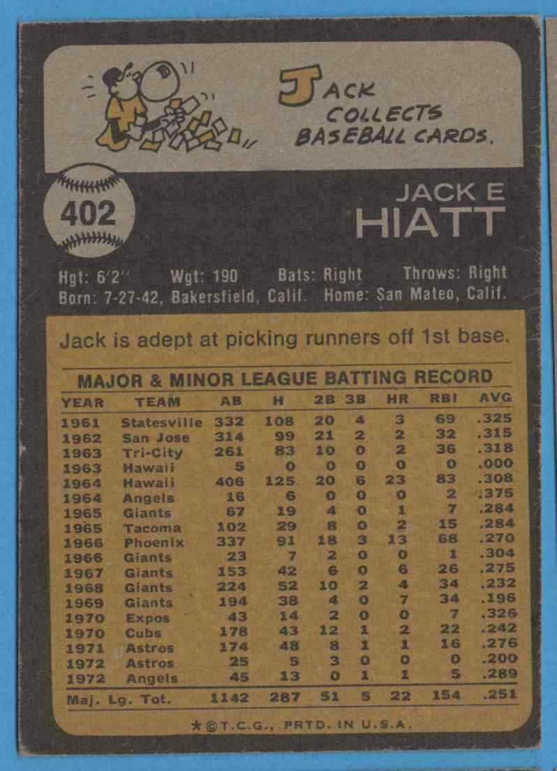 1973 Topps Jack Hiatt #402 California Angels