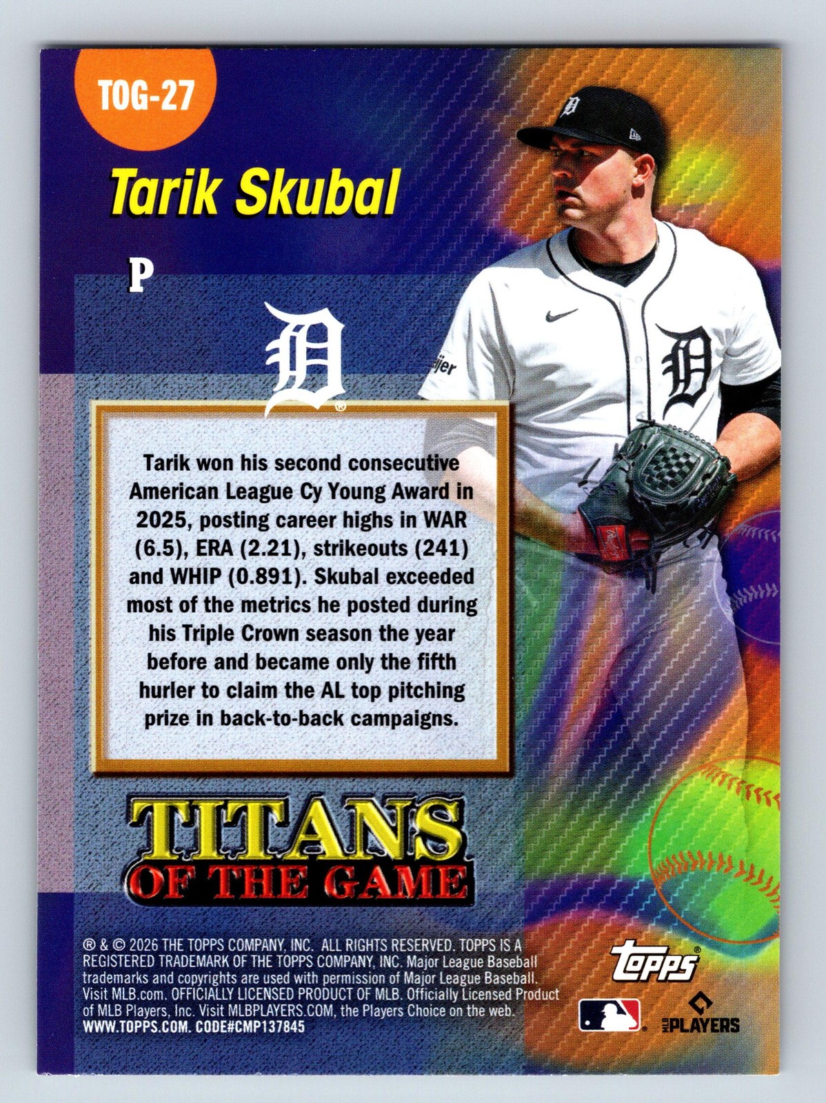 2026 Topps #TOG-27 Tarik Skubal Titans of the Game