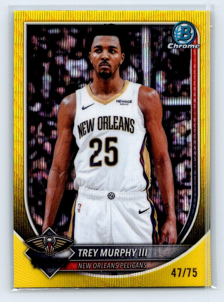 2025-26 Bowman Chrome Trey Murphy III Yellow Wave Refractor Pelicans /75