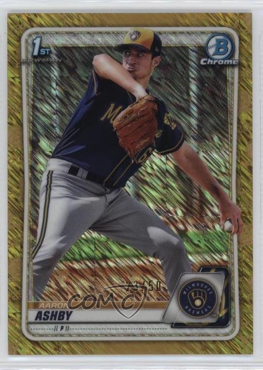 2020 Bowman Chrome Prospects Gold Shimmer Refractor 23/50 Aaron Ashby 10om