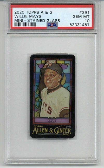 2020 TOPPS ALLEN & GINTER MINI STAINED GLASS WILLIE MAYS GIANTS PSA 10 LOW POP