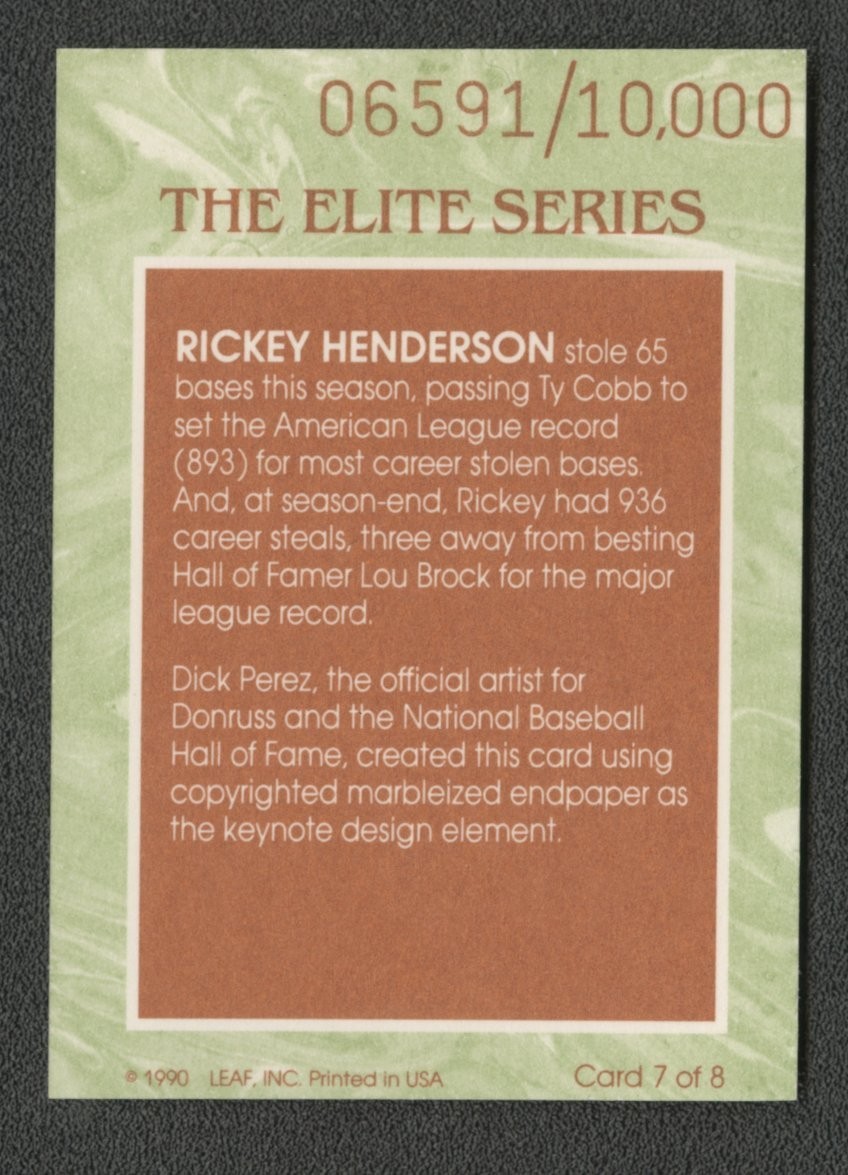 1990 Donruss The Elite Series Rickey Henderson /10000 HOF