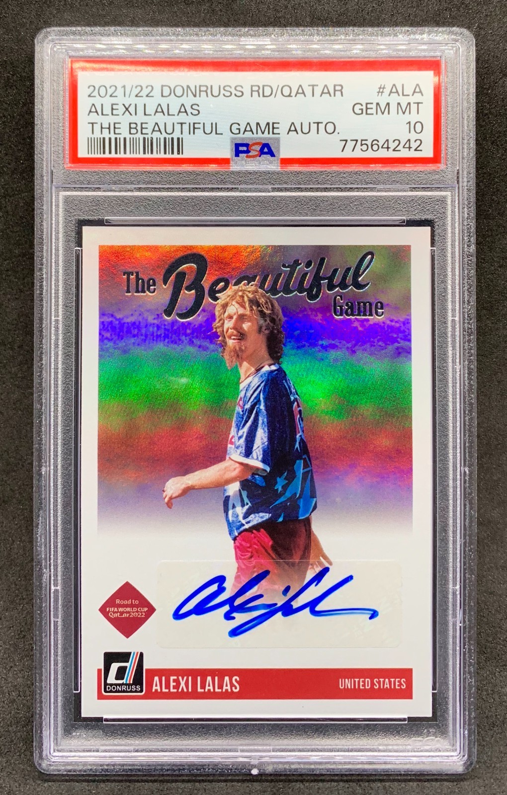 2021-22 Panini Donruss Qatar ALEXI LALAS Beautiful Game Auto SP Gem Mint PSA 10