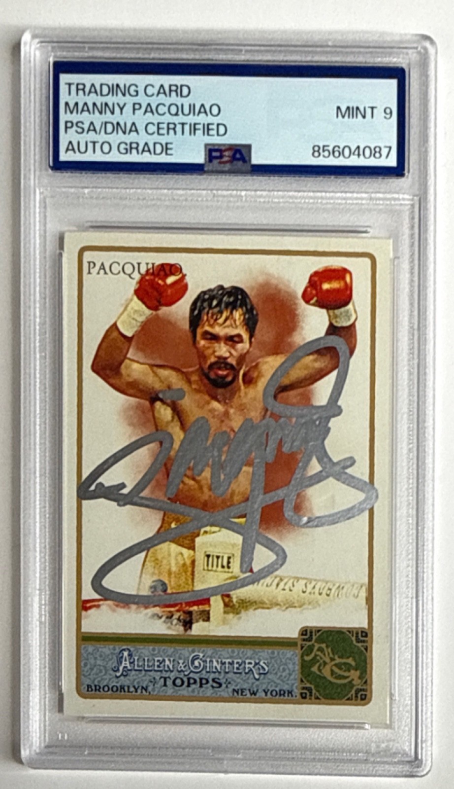 Manny Pacquiao Signed 2011 Topps Allen & Ginter Boxing RC #262 PSA 85604087