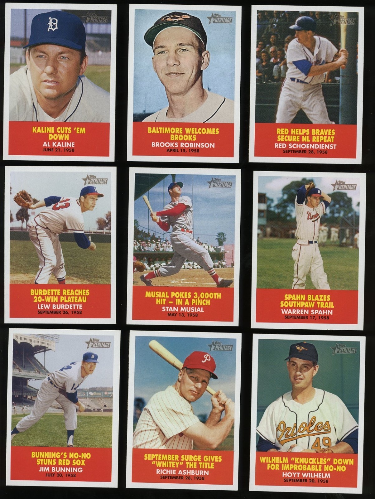 2007 Topps Heritage News Flashbacks Insert Complete Set of 10
