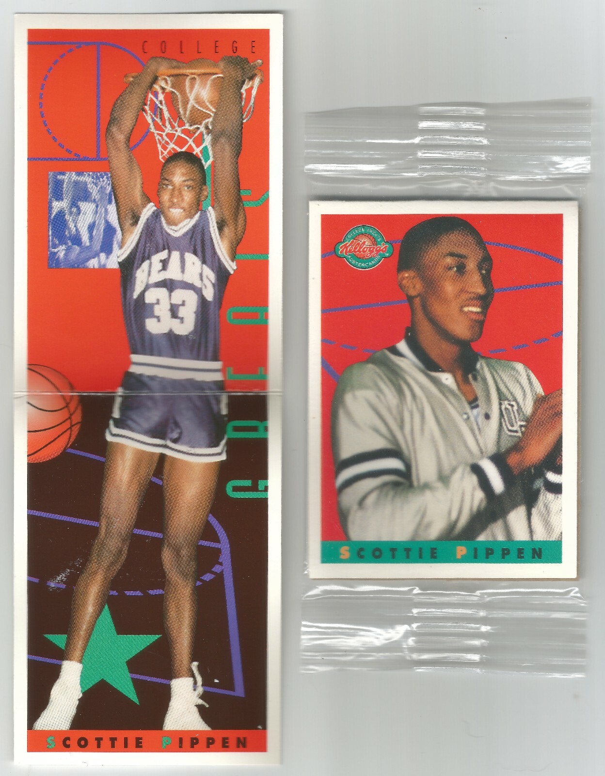 1993 SCOTTIE PIPPEN #8 ~ KELLOGG’S COLLEGE GREATS ~ NEW SEALED ~ FOLD-OUT CARD