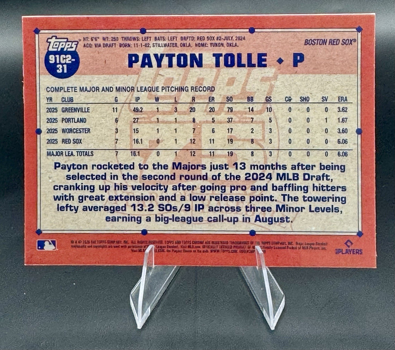 2026 Topps Series 2 Silver Pack Mojo #91C2-31 Payton Tolle Red Sox Rookie