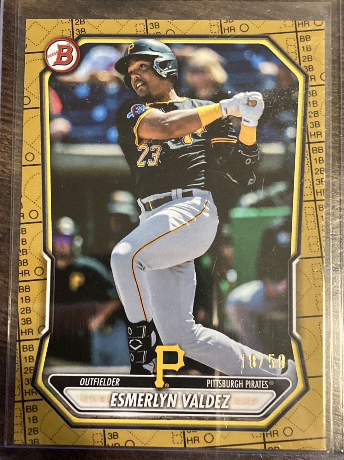 2026 Bowman Paper Prospect #BP-76 Esmerlyn Valdez Gold Border Pattern /50