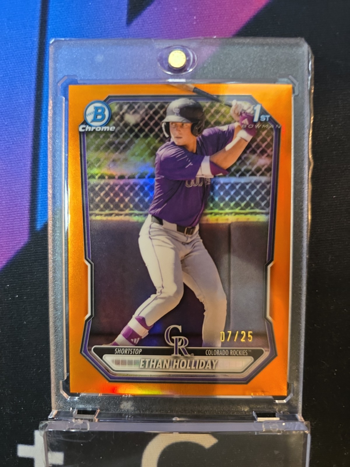 Ethan Holliday 1st 2026 Bowman Chrome Orange Refractor#07/ 25 ROCKIES
