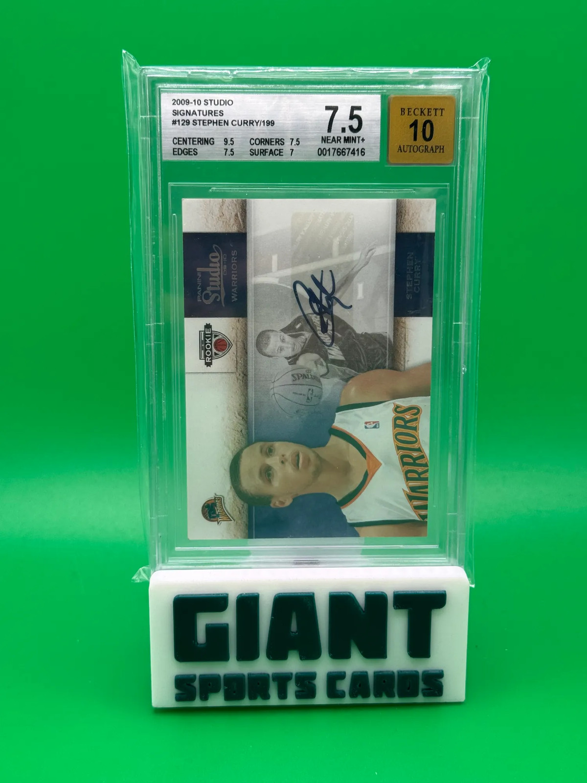 2009 Studio Signatures Stephen Curry #129 /199 BGS 7.5 Auto 10