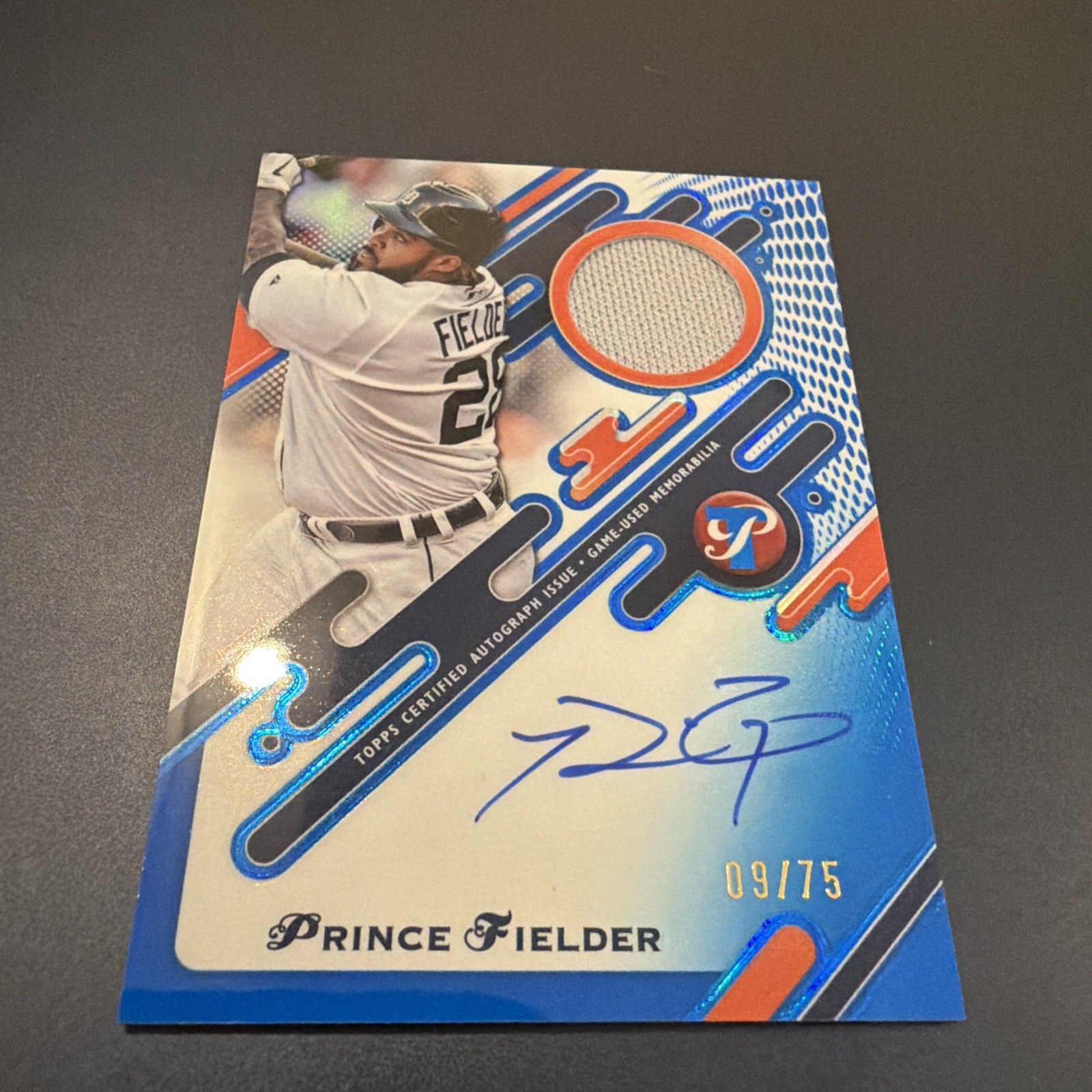 2025 Topps Pristine – Prince Fielder #PPAR-PF Blue Refractor /75 (AU, MEM)