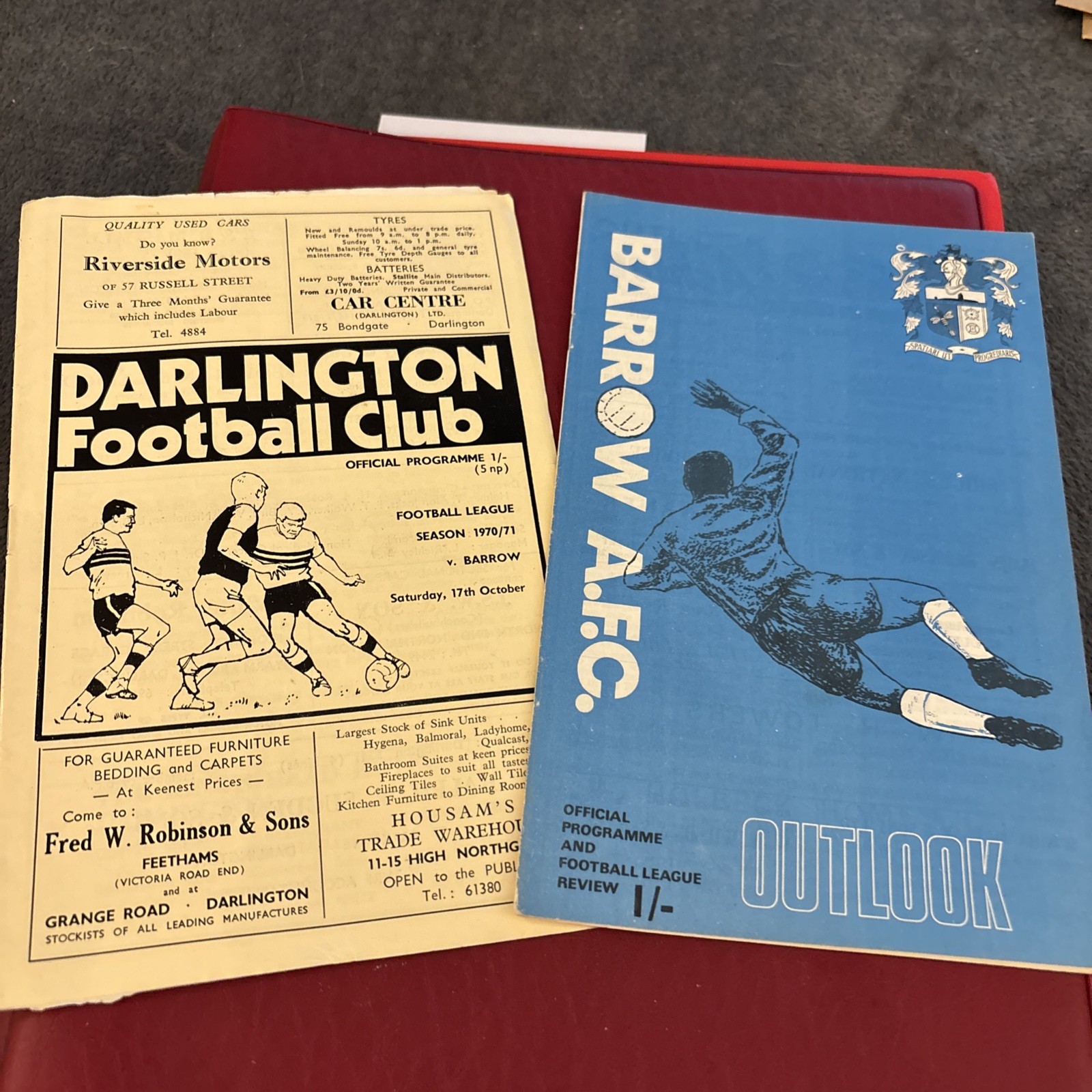 2 x Barrow v Darlington 1970/71 Division 4 home and away