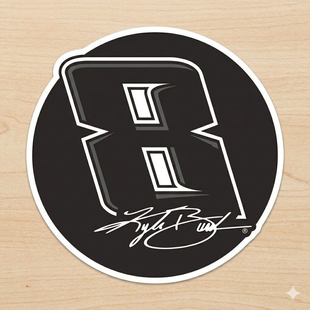 Kyle Busch 3” Round Tribute Sticker, Fan Gear 8 Decal