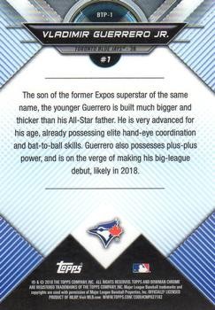 2018 Bowman #BTP-1 Vladimir Guerrero Jr. Bowman Chrome Scouts’ Top 100