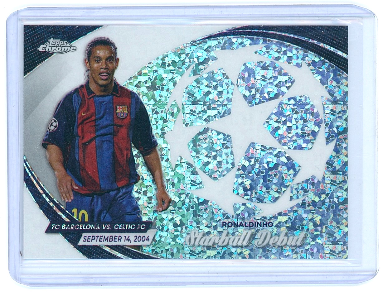 Ronaldinho 2023-24 Topps Chrome UCC Starball Debut Speckle Refractor Barcelona