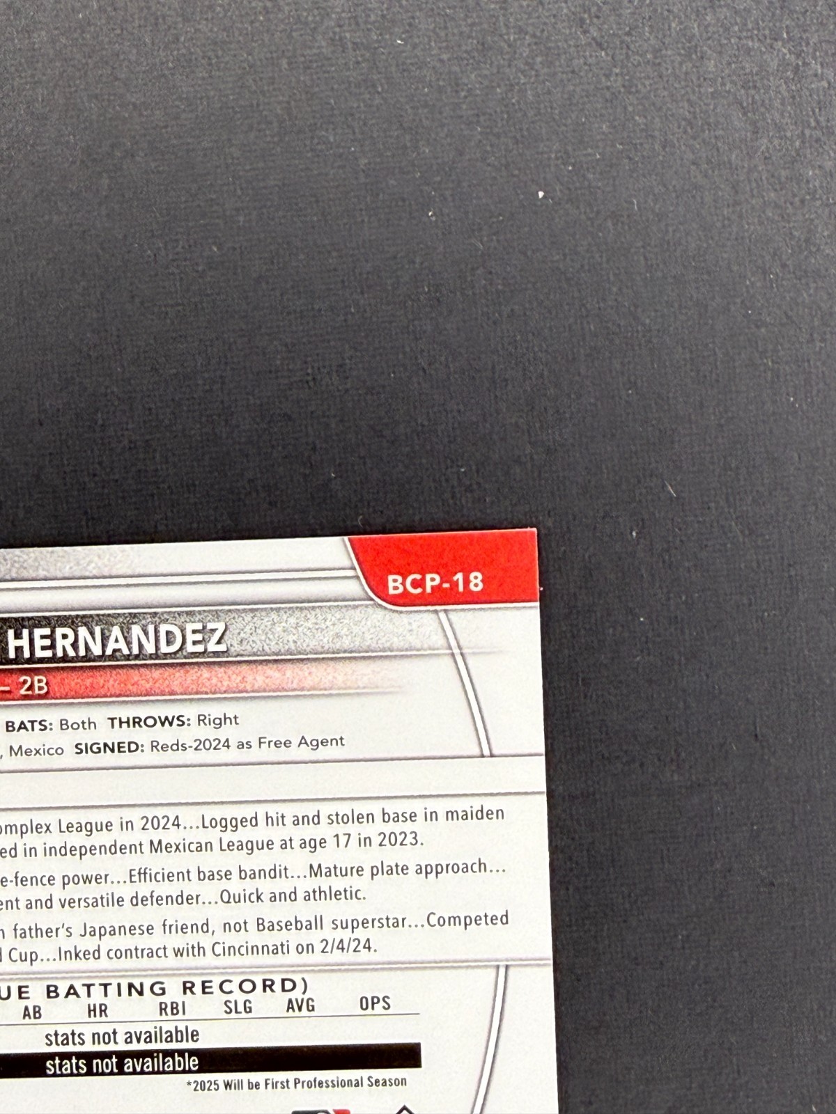 ICHIRO CANO HERNANDEZ 2025 Bowman Chrome 1st Green Reptilian Refractor Auto /99