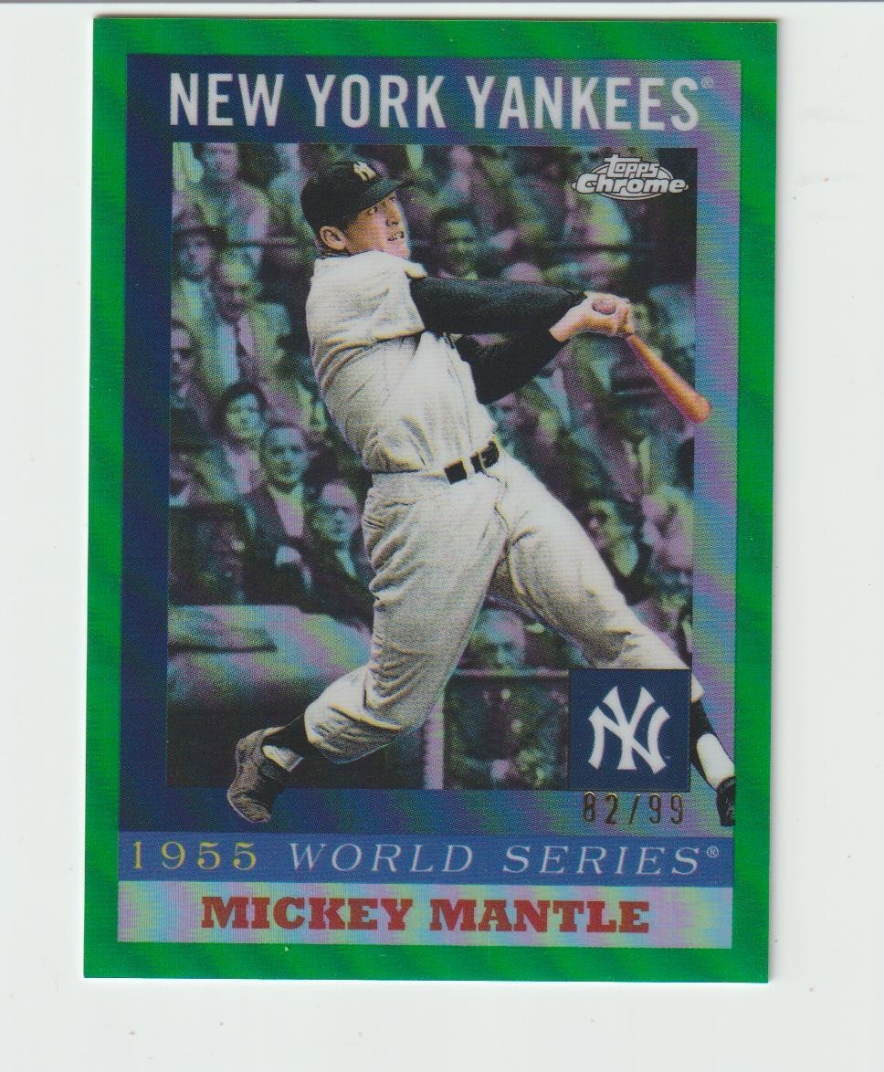 2025 Topps Chrome Platinum MICKEY MANTLE 1955 World Series Green Refractor /99