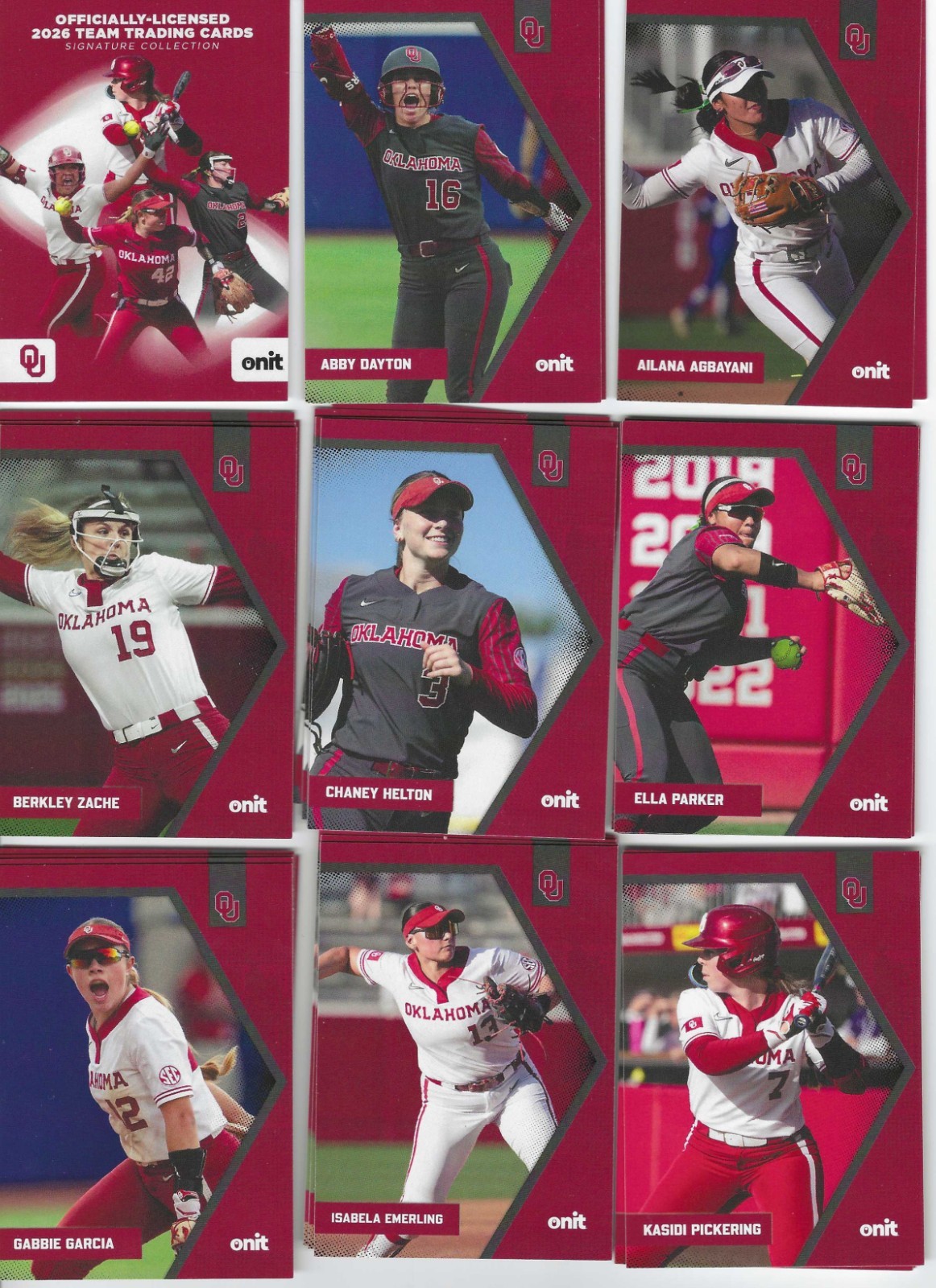 2026 Onit Athlete Oklahoma OU Sooners Softball base & inserts pick your cards