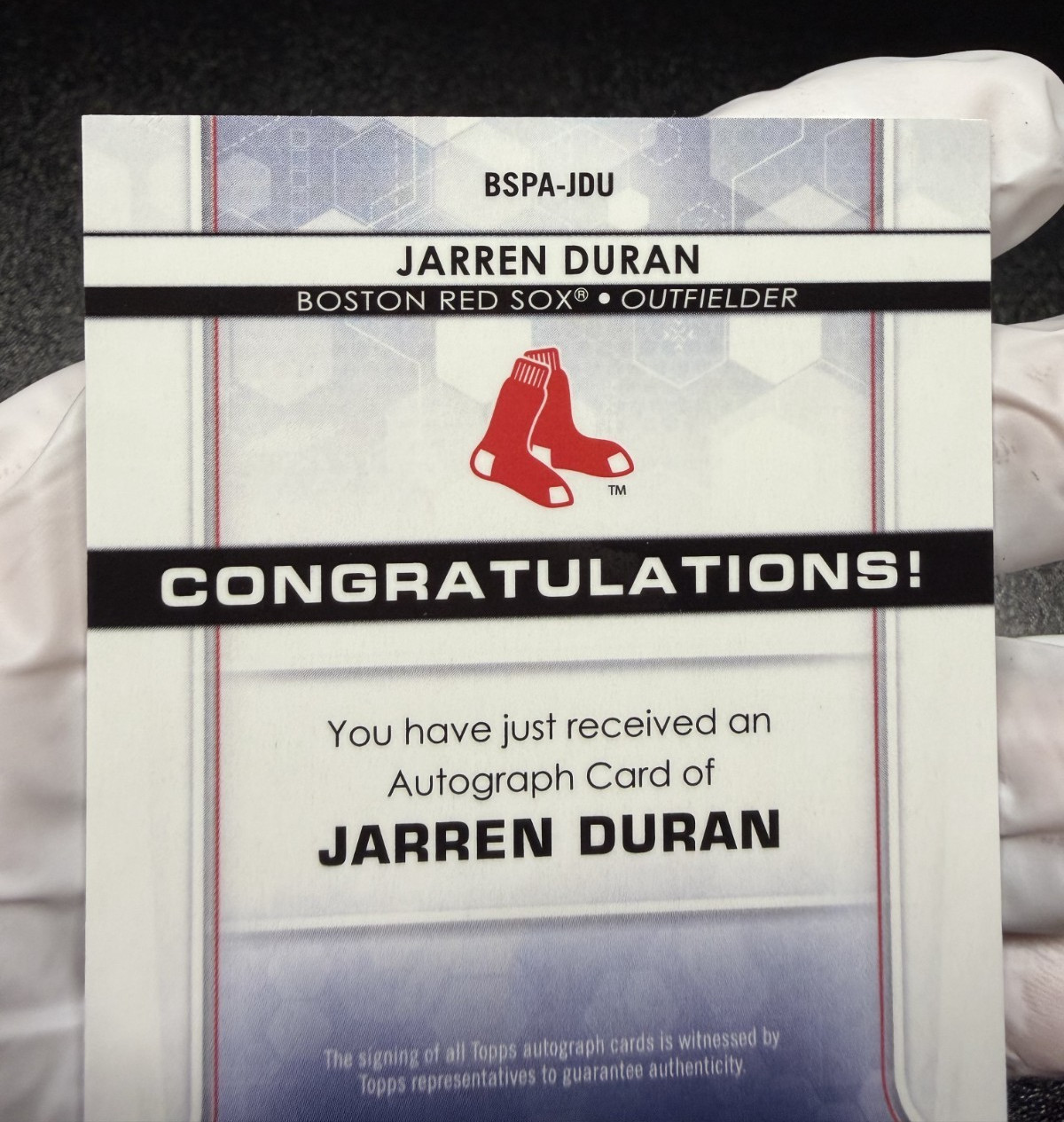 2020 Bowman Sterling – Jarren Duran On Card Prospect Auto #BSPA-JDU Red Sox [2]