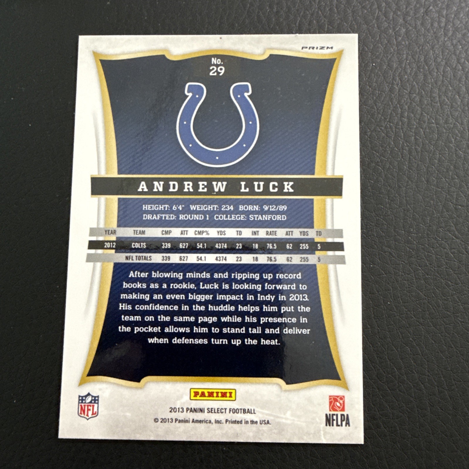2013 Panini Select Silver Prizm Andrew Luck Indianapolis Colts