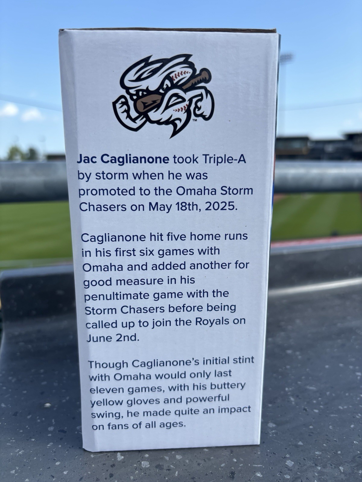Omaha Storm Chasers Jac Caglianone Bobblehead SGA Kansas City Royals July 2026