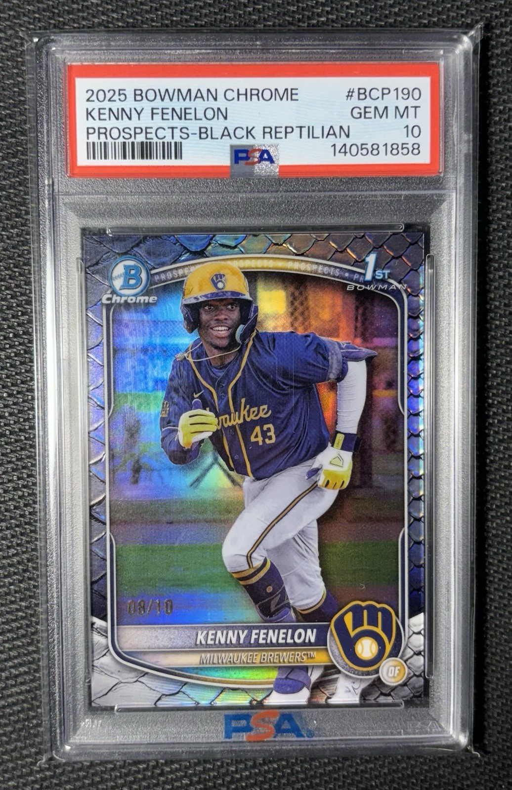 2025 Bowman Kenny Fenelon 1st Black Reptilian Refractor /10 #BCP-190 Psa 10