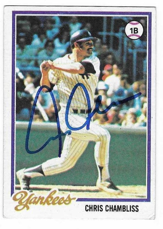 CHRIS CHAMBLISS 1978 TOPPS AUTOGRAPHED SIGNED # 485 NEW YORK YANKEES