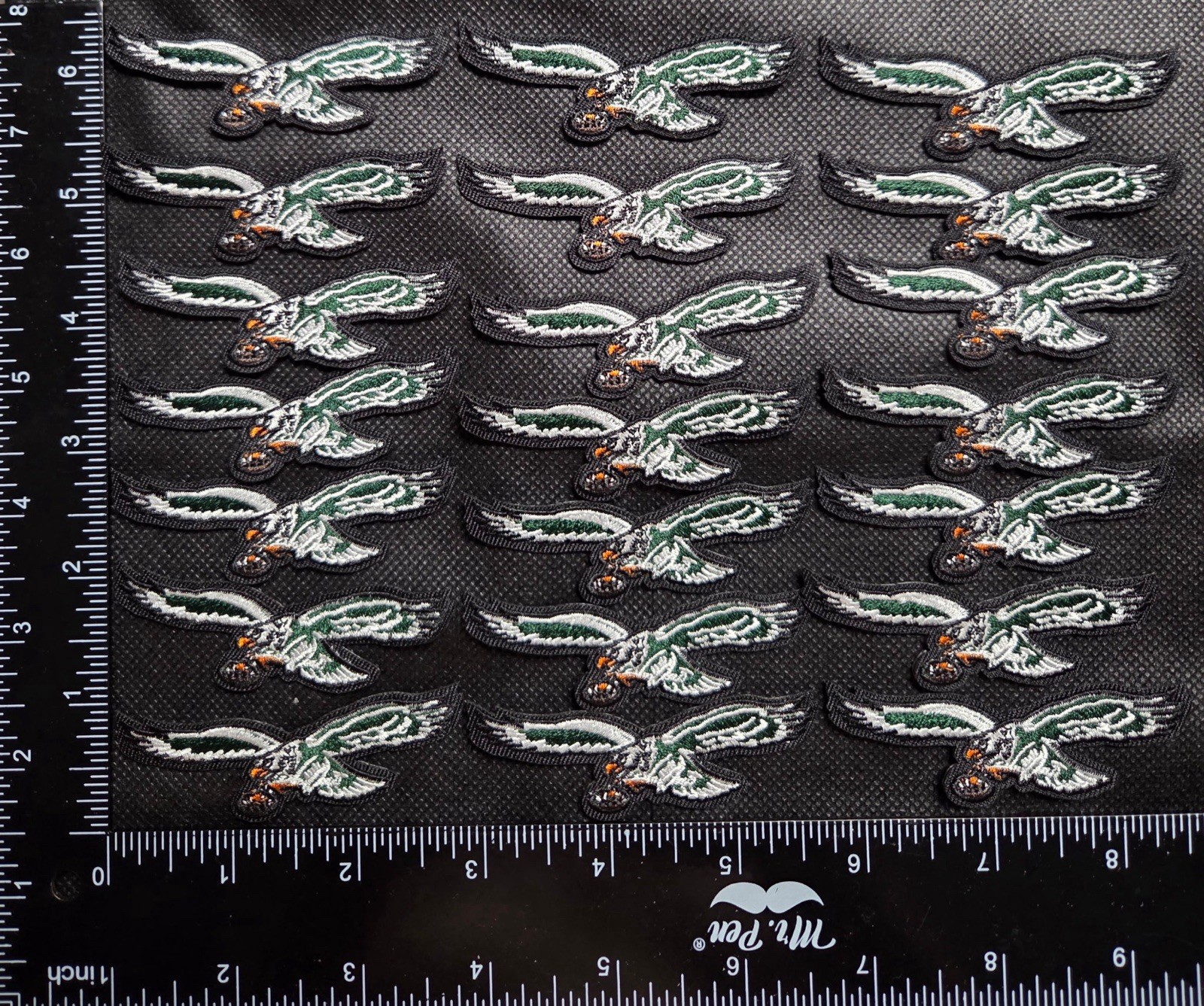 LOT OF 21 PHILADELPHIA EAGLES NFL FOOTBALL IRON ON PATCHES SEE PHOTO/ RULER