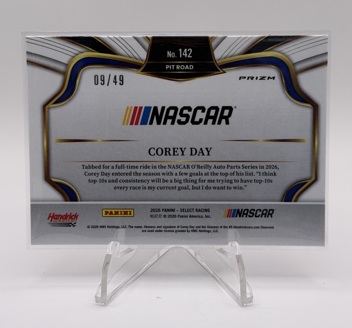 2026 Select Racing – #142 Corey Day – Pitroad – Orange /49