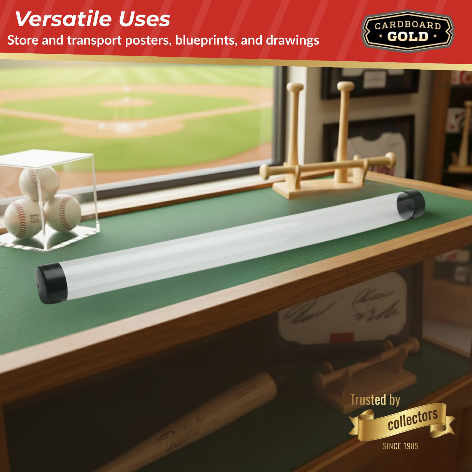 (4) Baseball Bat Tube Display Case Protective Holders! – Cardboard Gold Brand