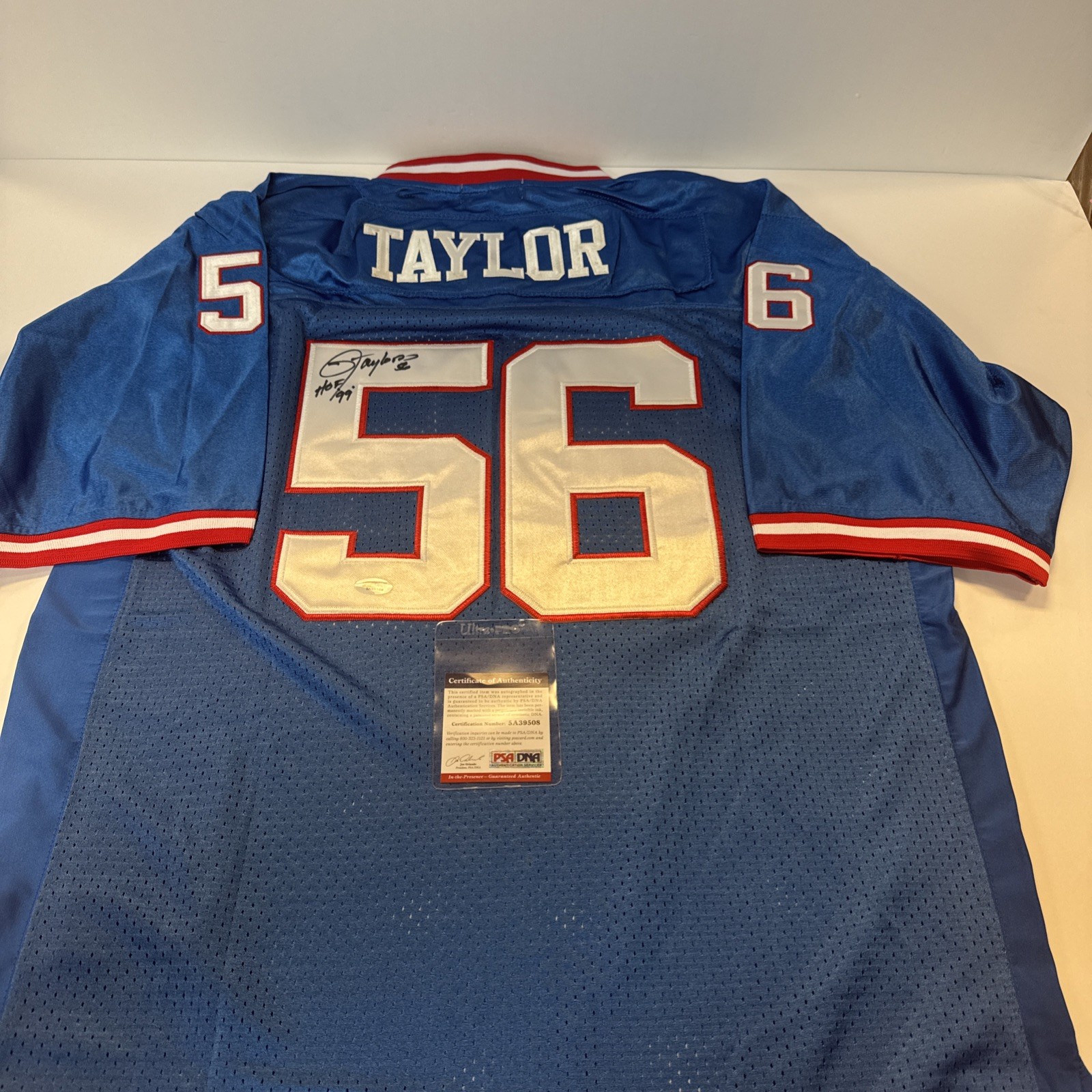 Lawrence Taylor #56 “HOF 99” Signed NY Giants Mitchell & Ness Jersey & PSA/DNA