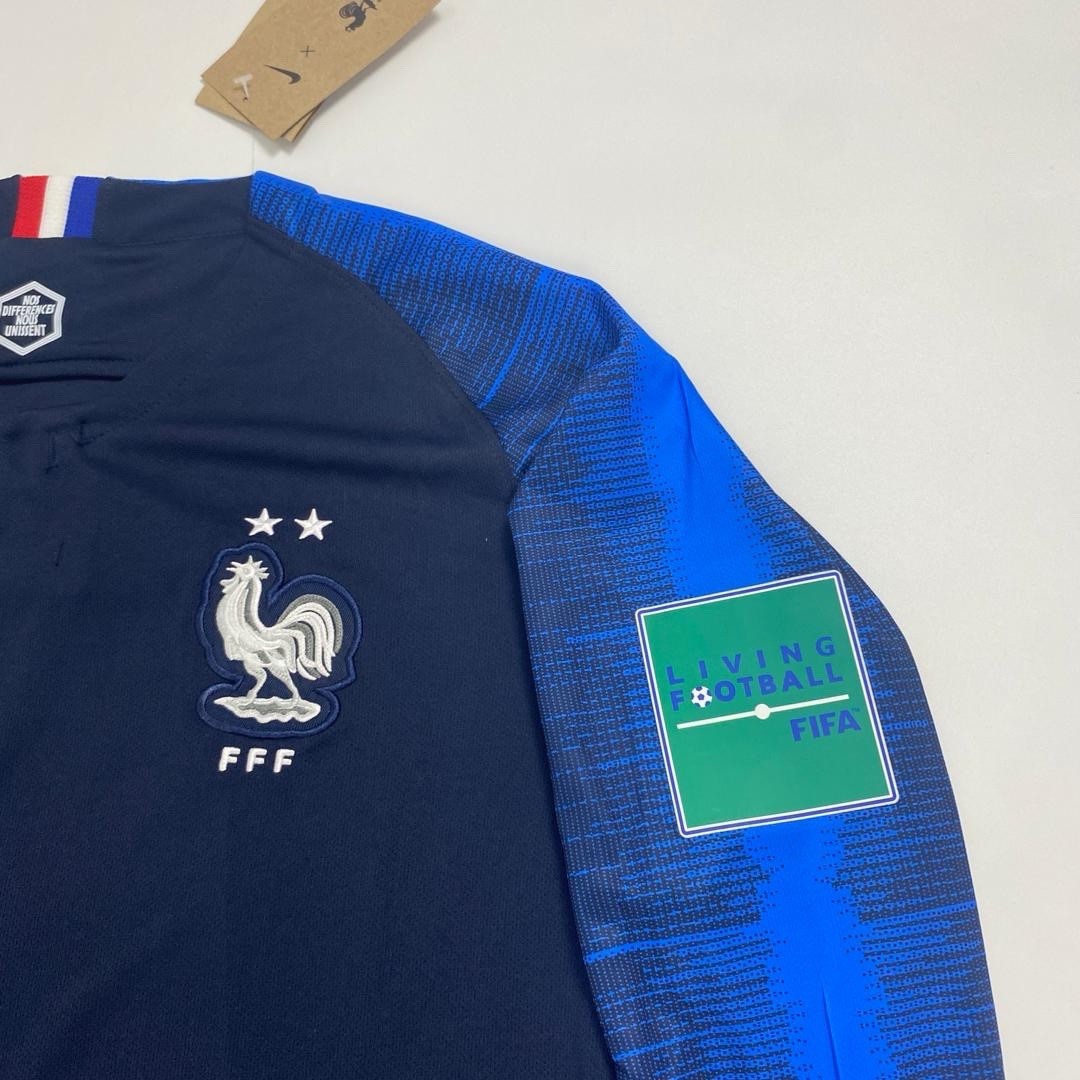 2018 France Home Retro Jersey Griezmann #7 Long Sleeve Vintage Blue Iconic