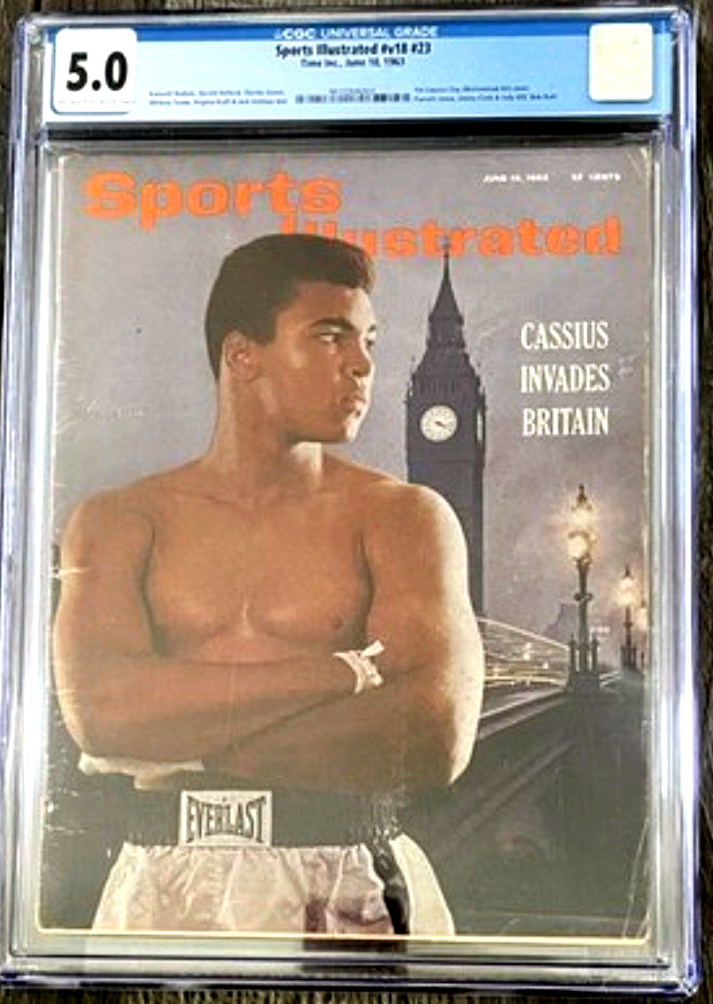 🥊 RARE SPORTS ILLUSTRATED NEWSSTAND 1st COVER 1963 MUHAMMAD ALI – CGC 5.0 –