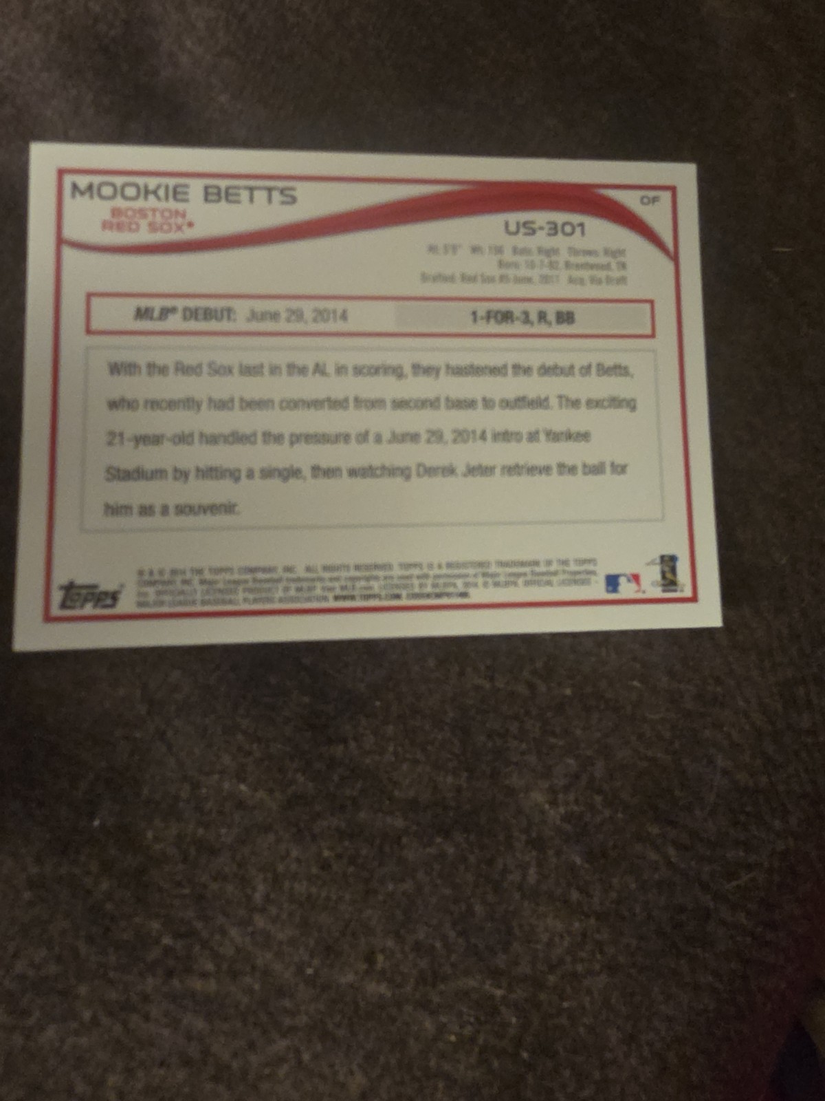 2014 Topps Update Series – Rookie Debut Mookie Betts #US-301 (RC)