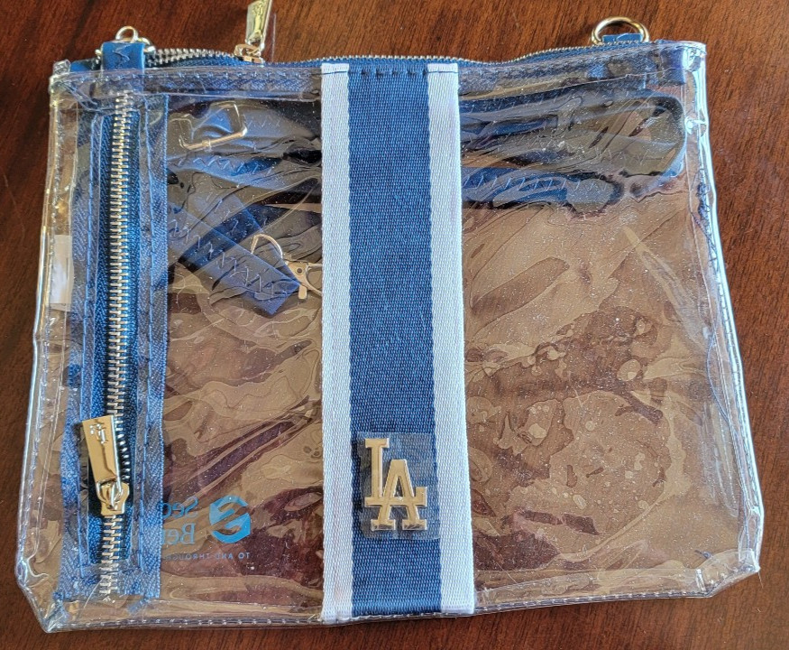 Los Angeles LA Dodgers Clear Transparent Stadium Bag Adjustable Strap White Blue