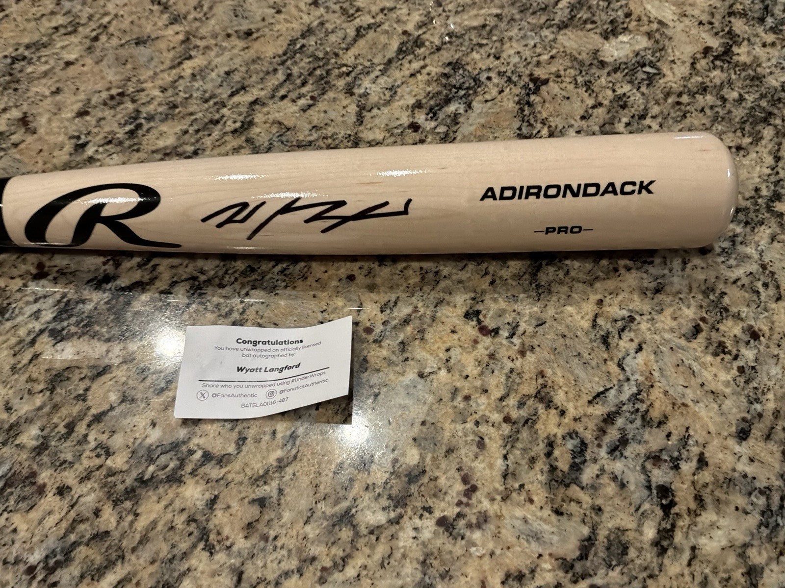Wyatt Langford Signed Adirondack Pro Bat Fanatics Authentic