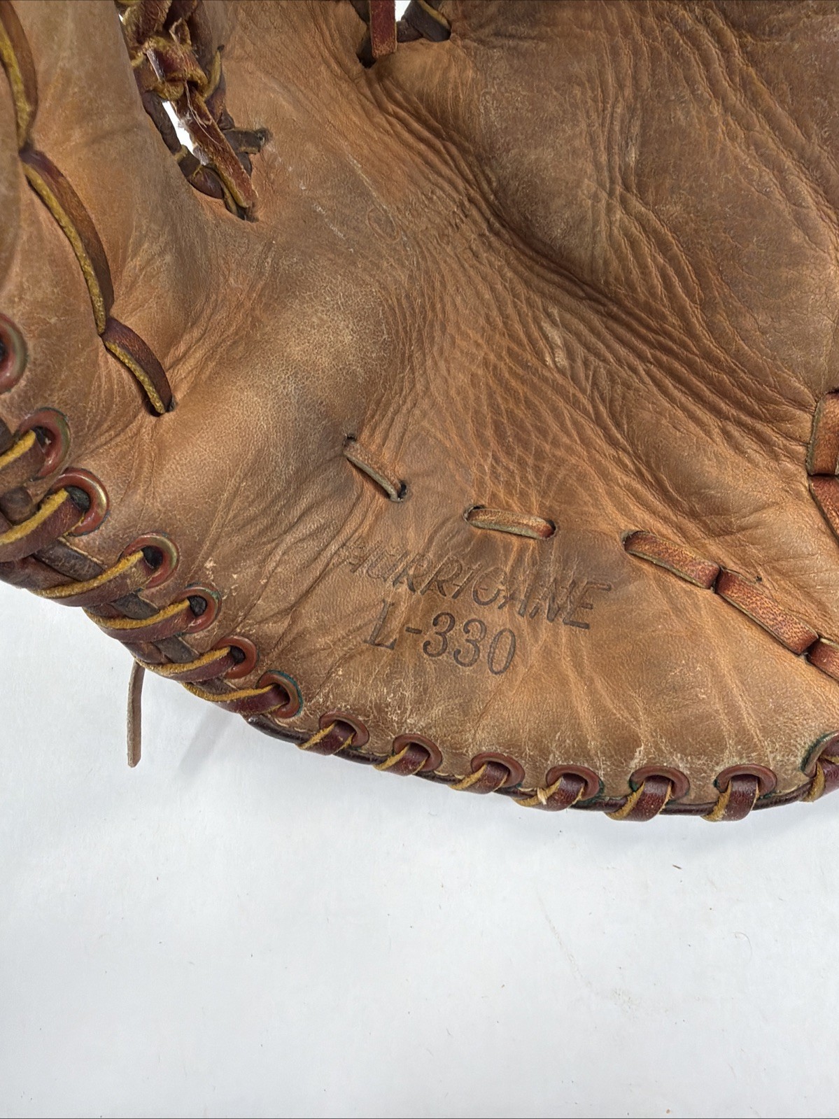 Vintage Leather Hurricane L-330 Trophy Model Baseball Catchers Mitt
