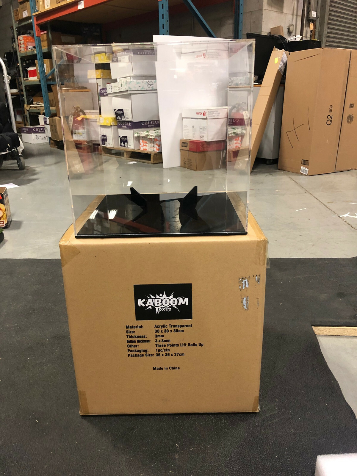 KABOOMBOX!! Basketball,Soccerball, Football Display Case Box w/ Black Base + UV