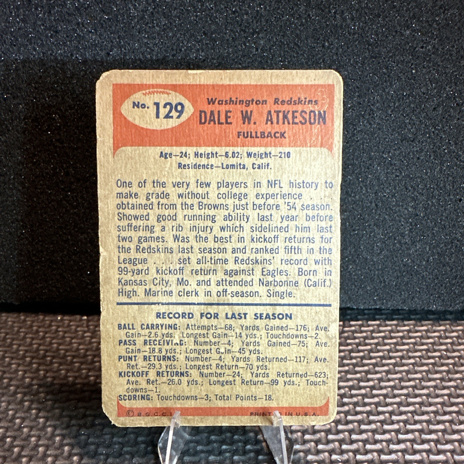 1955 Bowman – Dale Atkeson #129 (RC)