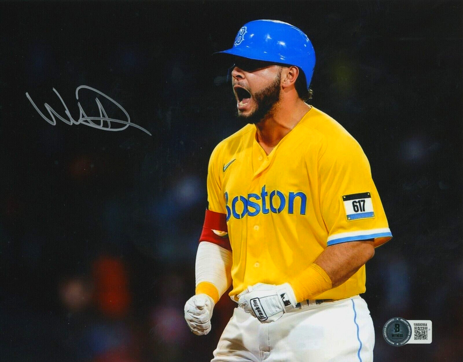 Wilyer Aberu Signed Auto 8×10 Photo Boston Red Sox Beckett Witness BAS COA #2
