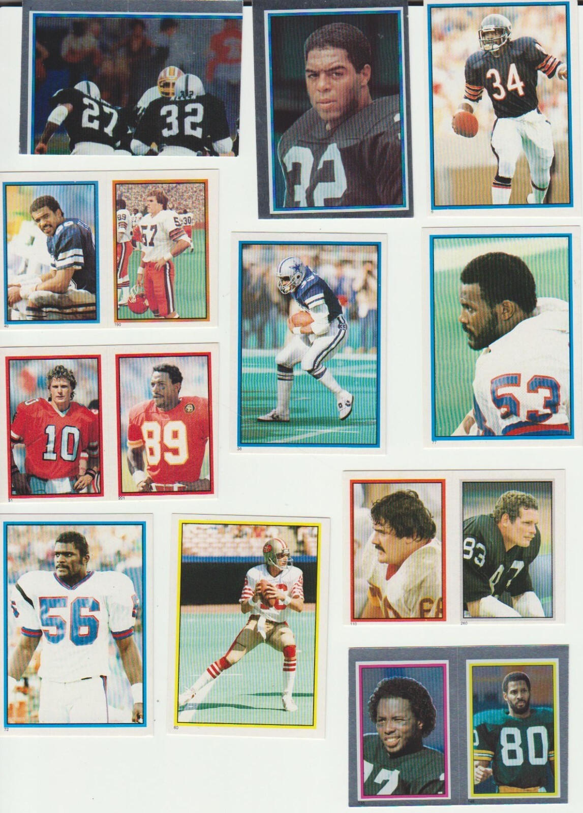 1984 Topps Football Stickers SET BREAK singles – stars, commons, Hall of Famers