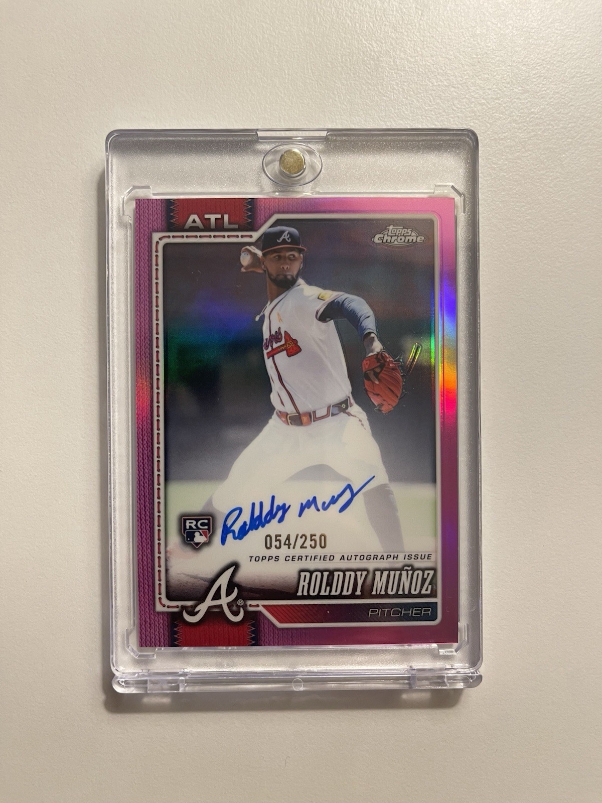 Topps 2024 Chrome Roldy Muñoz Rookie Auto #RA-RM #054/250 Atlanta Braves