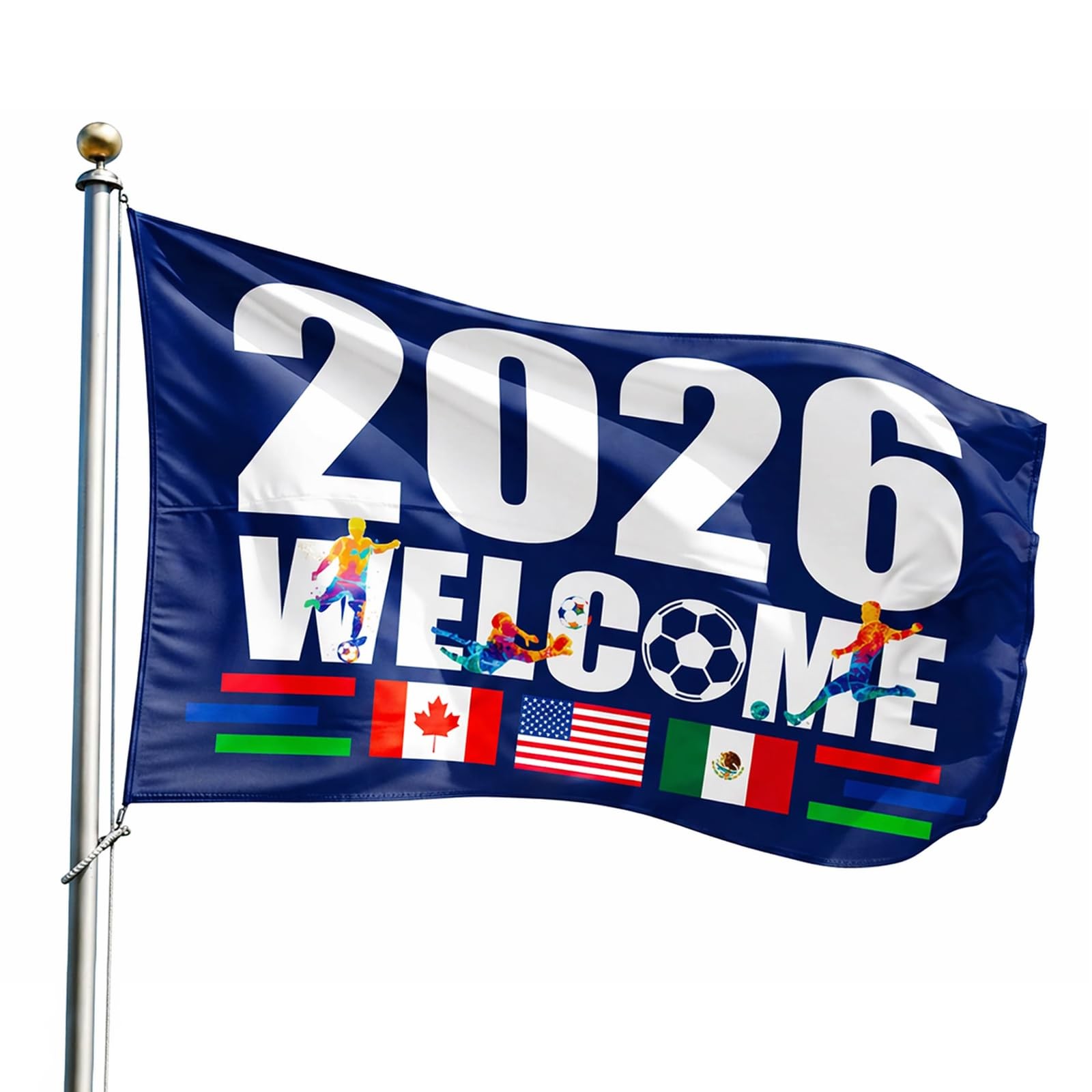 World Cup Flag 2026, 5×3FT American Canada Mexico Host Country Black and red
