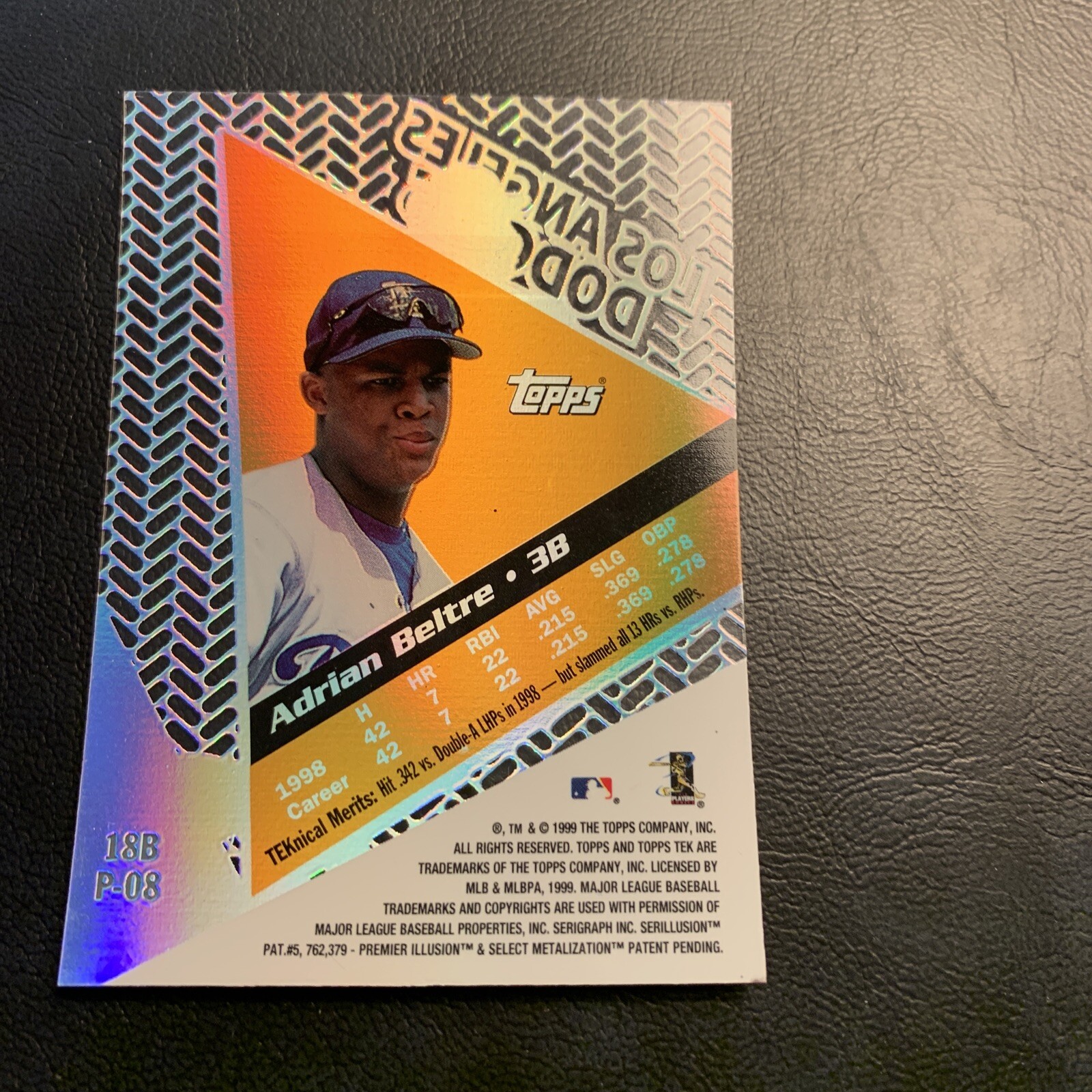 Cb51d 1999 Topps Tek #18b Adrian Beltre Los Angeles Dodgers pattern 08