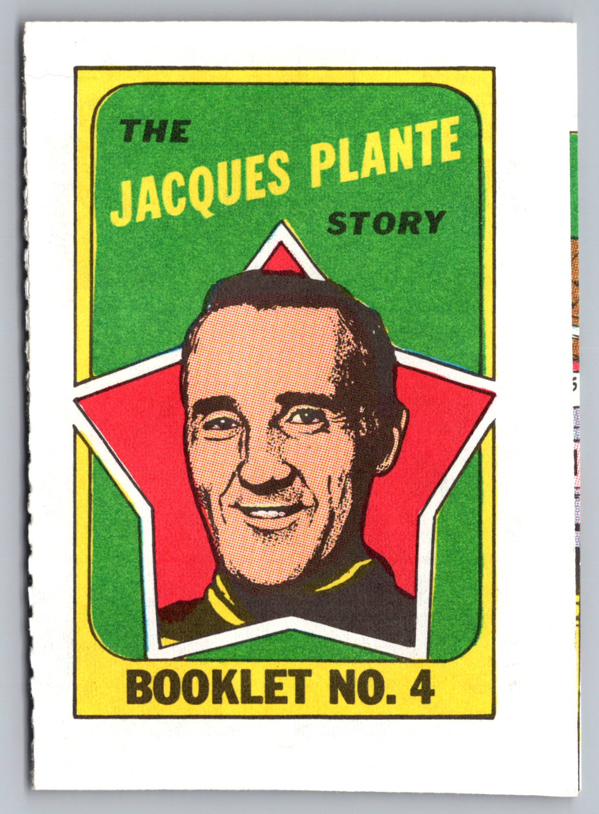 1971-72 O-PEE-CHEE/TOPPS STORY BOOKLETS #4 JACQUES PLANTE TORONTO MAPLE LEAFS