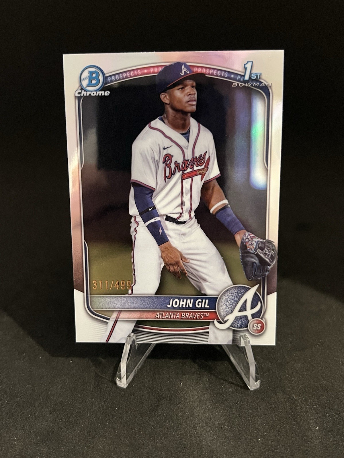 John Gil 2025 Bowman #BCP-172 Chrome 1st Refractor /499 Braves
