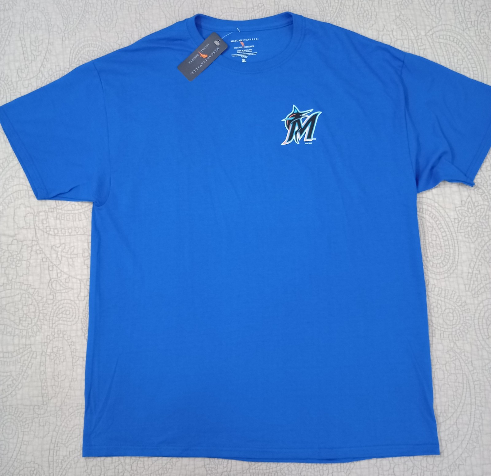 Men’s MLB Miami Marlins Margaritaville Royal Blue Gametime T-Shirt Size XL